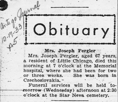 1933 antigo journal daily pergler mary obituary october index